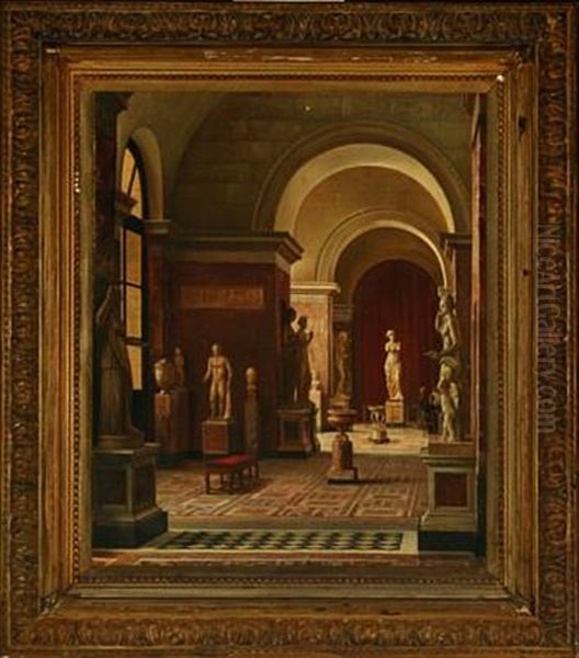 Interior From Louvre, In The Back Venus De Milo Oil Painting by Morten Jepsen