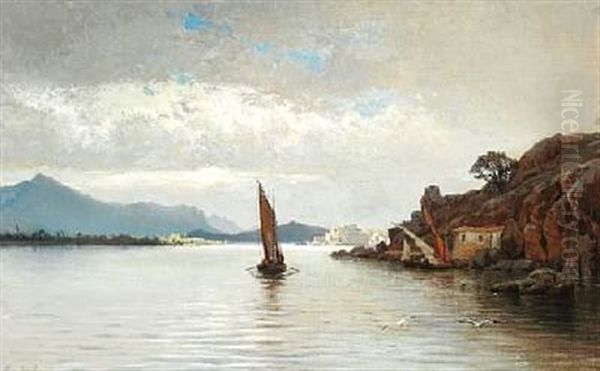 Evening Atmosphere, Presumably In The Bosporus Oil Painting by Harald-Adof-Nikolaj Jerichau