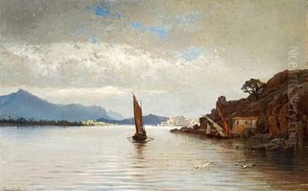 Evening Atmosphere In The Bosporus(?) Oil Painting by Harald-Adof-Nikolaj Jerichau