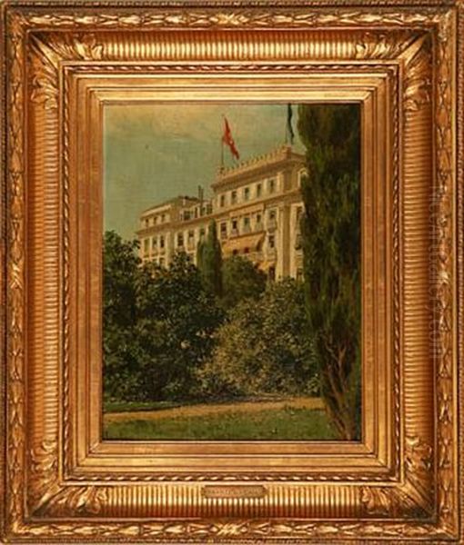 From The Beau-rivage Palace In Lausanne Oil Painting by Harald-Adof-Nikolaj Jerichau