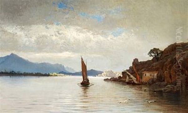 Evening Atmosphere (in The Bosporus?) Oil Painting by Harald-Adof-Nikolaj Jerichau