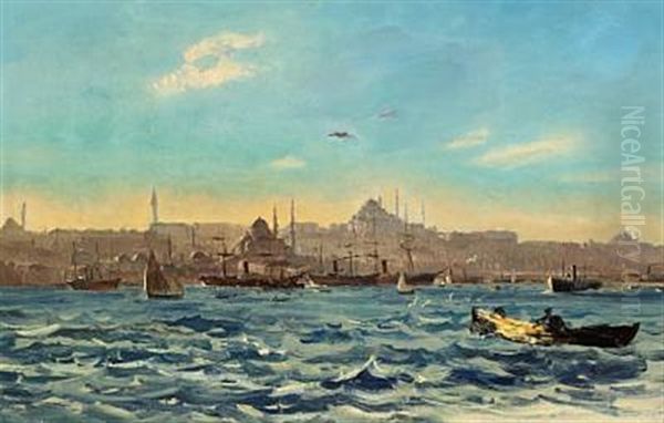 Constantinopel Set Fra Bosporus Oil Painting by Harald-Adof-Nikolaj Jerichau