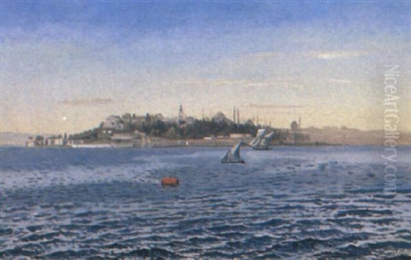 Views Of Istanbul Oil Painting by Harald-Adof-Nikolaj Jerichau