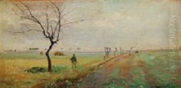 An Open Landscape With A Huntsman Oil Painting by Holger Hvitfeldt Jerichau