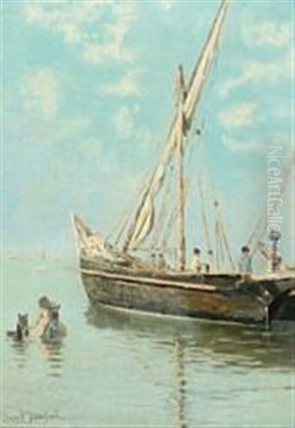 A Summer's Day On The Water Oil Painting by Holger Hvitfeldt Jerichau