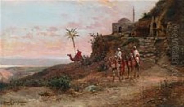 Arabs On Camel Oil Painting by Holger Hvitfeldt Jerichau