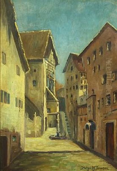 Street Scenery From Italy Oil Painting by Holger Hvitfeldt Jerichau