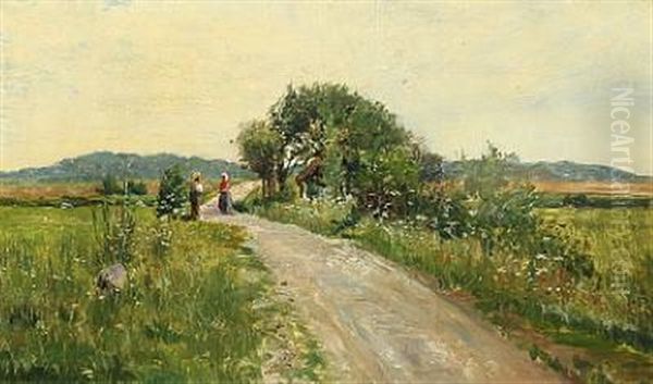 A Chat On The Road Oil Painting by Holger Hvitfeldt Jerichau