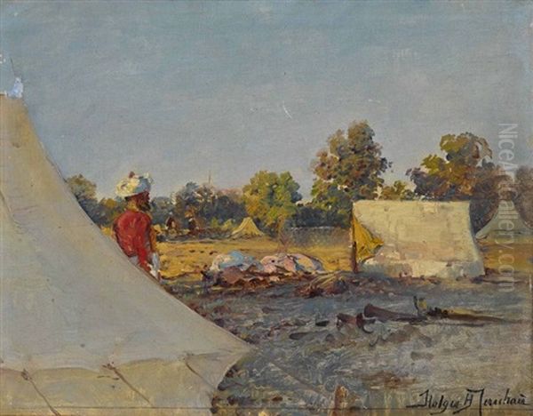 Feldlager Oil Painting by Holger Hvitfeldt Jerichau