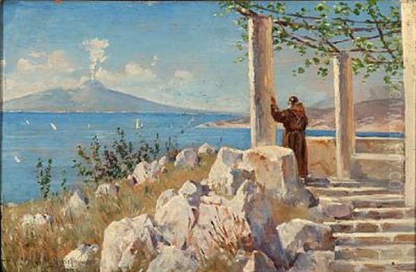 View From Capri With A View Towards Vesuvius Oil Painting by Holger Hvitfeldt Jerichau