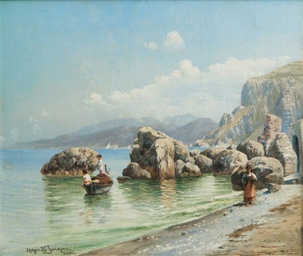 On The Beach Of Capri Oil Painting by Holger Hvitfeldt Jerichau