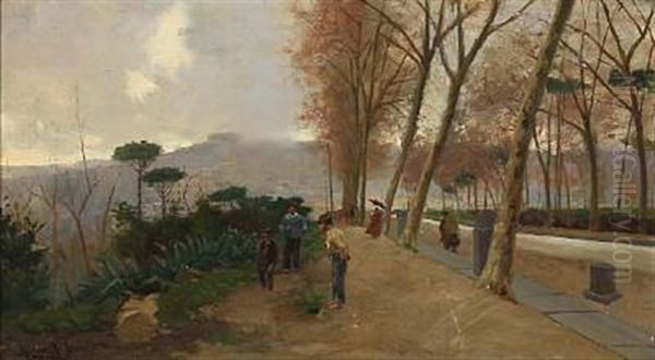 Platanalle Til Poggio Reale Ved Neapel Oil Painting by Holger Hvitfeldt Jerichau