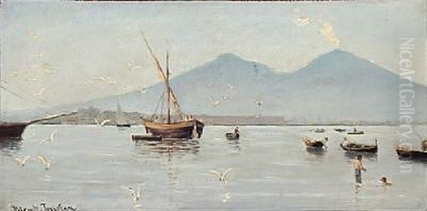 Coastal Scape From Italy With Fishingboats by Holger Hvitfeldt Jerichau