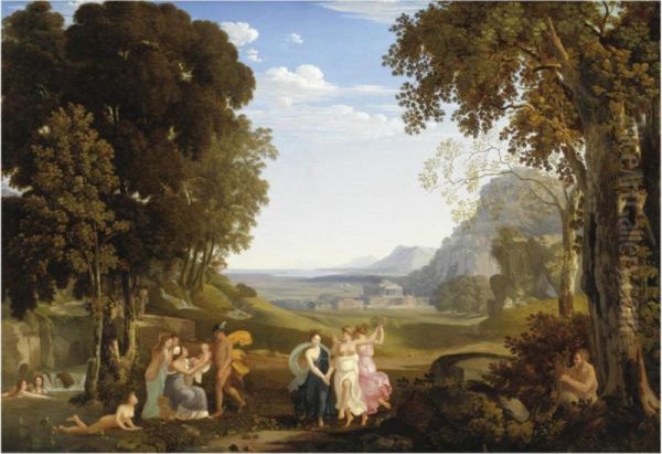 Paesaggio Istoriato Con Mercurio Che Offre Ercole Infante A Giunone Oil Painting by Luigi Basiletti