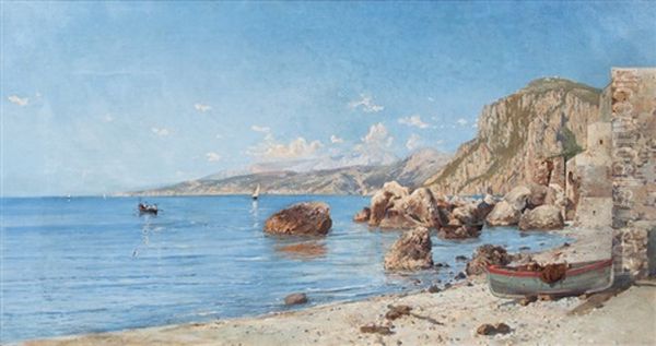 Marina Piccola On Capri Oil Painting by Holger Hvitfeldt Jerichau