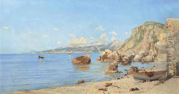 Marina Piccola On Capri Oil Painting by Holger Hvitfeldt Jerichau