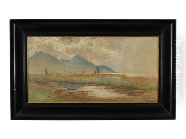 Italian Landscpe Oil Painting by Holger Hvitfeldt Jerichau