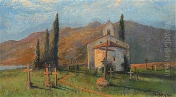 Southern Landscape With Chapel Oil Painting by Holger Hvitfeldt Jerichau