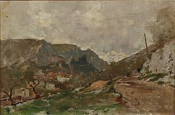 Mountain Landscape From Southern Europe Oil Painting by Holger Hvitfeldt Jerichau