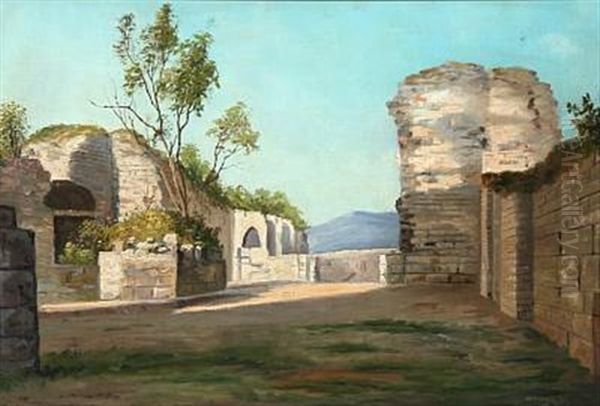 Ruins (italy?) Oil Painting by Holger Hvitfeldt Jerichau