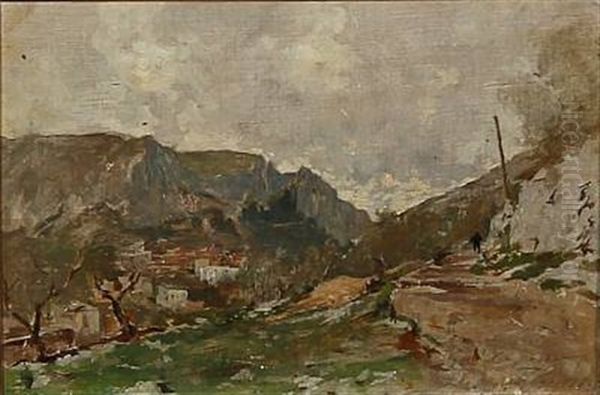 Mountain Landscape From Southern Europe Oil Painting by Holger Hvitfeldt Jerichau