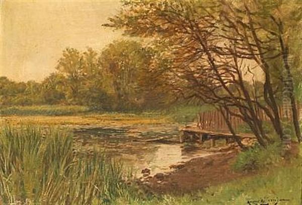 Summer Day At A Forest Lake Oil Painting by Holger Hvitfeldt Jerichau