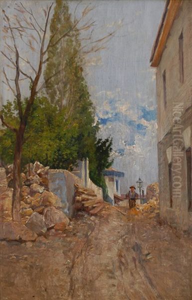 Walker In An Italian Town Oil Painting by Holger Hvitfeldt Jerichau