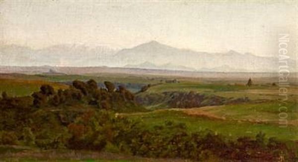 A View Of The Roman Campagne Oil Painting by Holger Hvitfeldt Jerichau