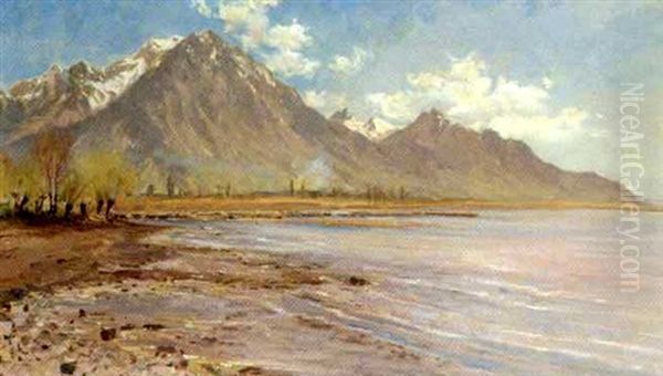 Mont Gremont Ved Genfersoen Oil Painting by Holger Hvitfeldt Jerichau