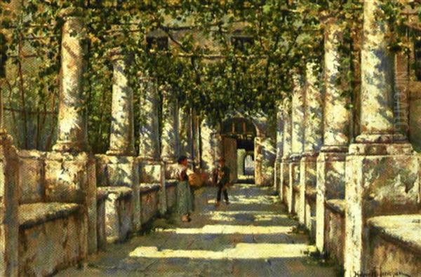 Et Mode I En Italiensk Pergola by Holger Hvitfeldt Jerichau