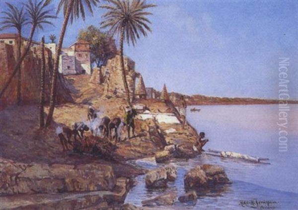 Vue De Benares Oil Painting by Holger Hvitfeldt Jerichau