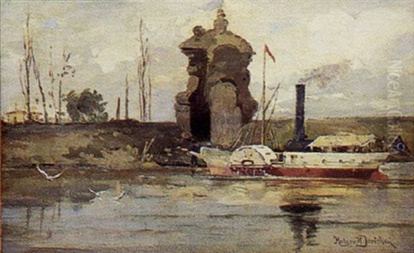 Indisk Flodlandskab Oil Painting by Holger Hvitfeldt Jerichau