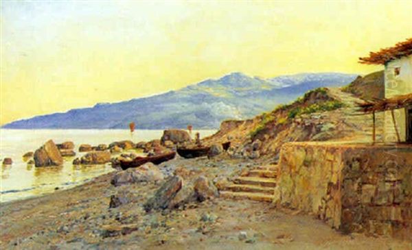 Optrukne Bade Pa Stranden. Krim Oil Painting by Holger Hvitfeldt Jerichau