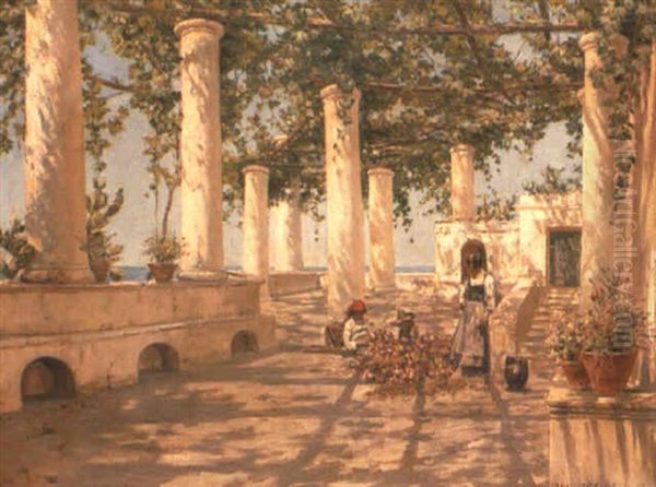 A Pergola, Capri Oil Painting by Holger Hvitfeldt Jerichau