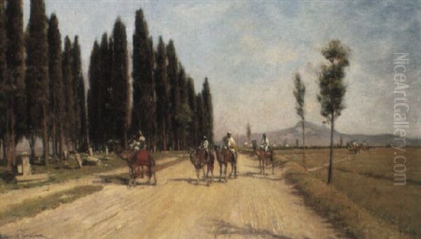 Arab Travellers On A Road Oil Painting by Holger Hvitfeldt Jerichau