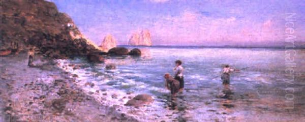 Il Faraglioni, Capri Oil Painting by Holger Hvitfeldt Jerichau