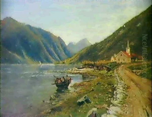 Tjaerland Oil Painting by Holger Hvitfeldt Jerichau