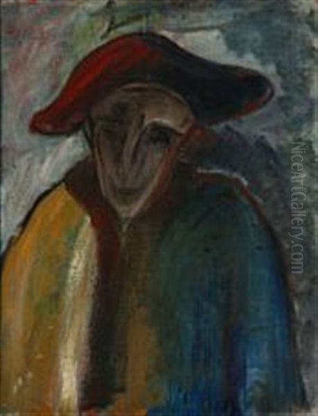 Man With Beret Oil Painting by Jens Adolf Jerichau