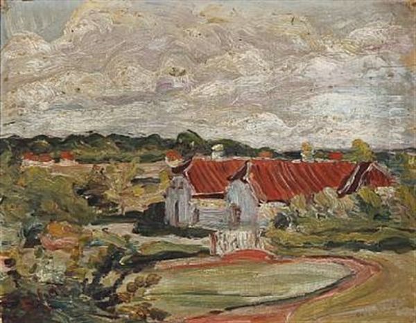 Huse Ved Kerteminde Oil Painting by Jens Adolf Emil Jerichau