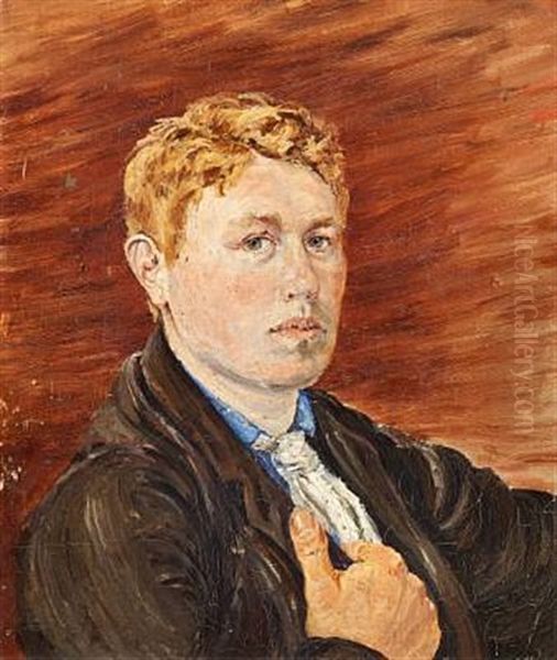 Selfportrait Oil Painting by Jens Adolf Emil Jerichau