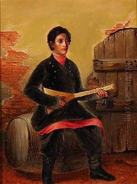 En Polsk Balalaikaspiller Oil Painting by Elisabeth Anna Maria Jerichau-Baumann