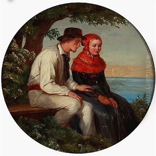 Jochum Og Lisbeth (after Johanne Luise Heiberg) Oil Painting by Elisabeth Anna Maria Jerichau-Baumann