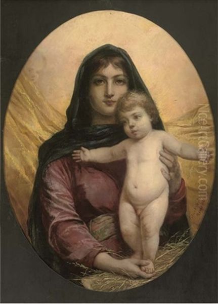 The Madonna And Child Oil Painting by Elisabeth Anna Maria Jerichau-Baumann