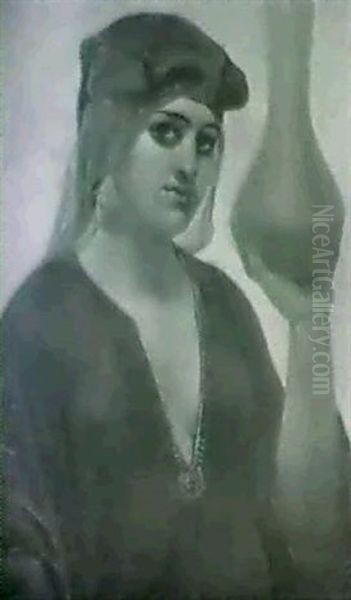 Araberinde Med En Vinkande Oil Painting by Elisabeth Anna Maria Jerichau-Baumann