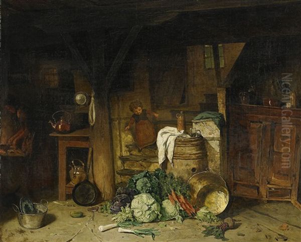 Koksinterior Oil Painting by August Jernberg