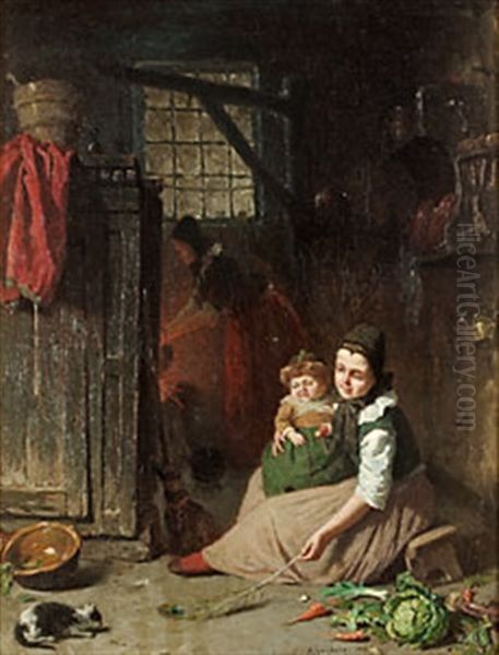 Interior Oil Painting by August Jernberg