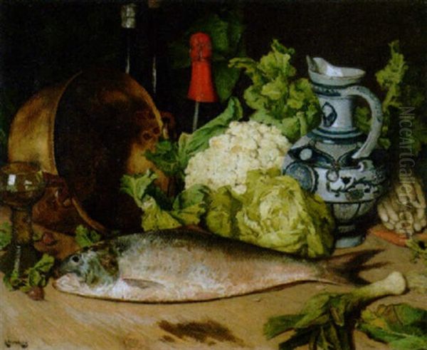 Kuchenstilleben Oil Painting by August Jernberg