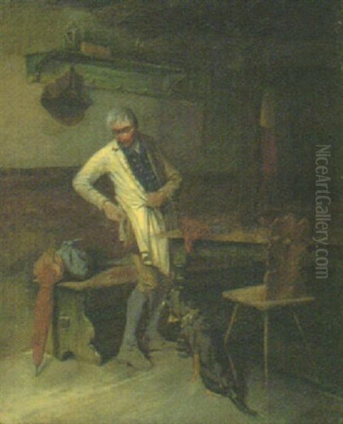 En Obehaglig Overraskning Oil Painting by August Jernberg