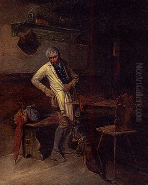 En Obehaglig Overraskning Oil Painting by August Jernberg