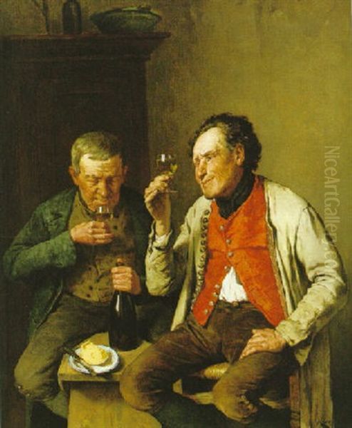 Vinprovare Oil Painting by August Jernberg